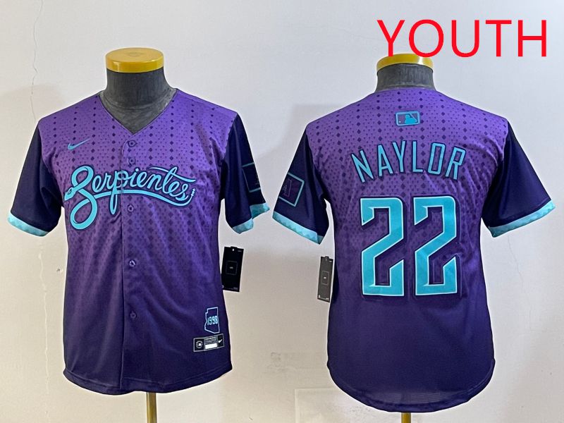Youth 2025 Arizona Diamondback #22 Naylor Purple Joint Name Nike MLB Jersey style 1->youth mlb jersey->Youth Jersey